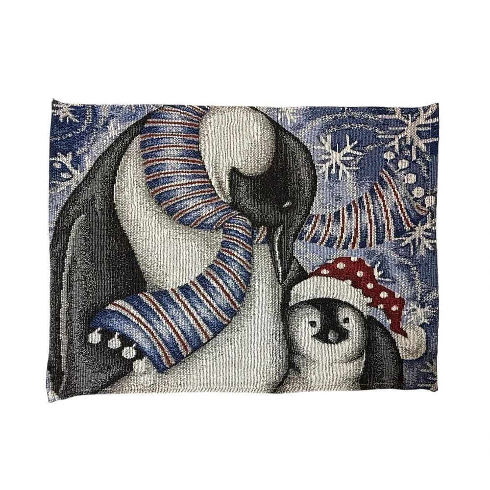 Penguins‎ Winter Blue Tapestry Placemats Set of 4 Christmas